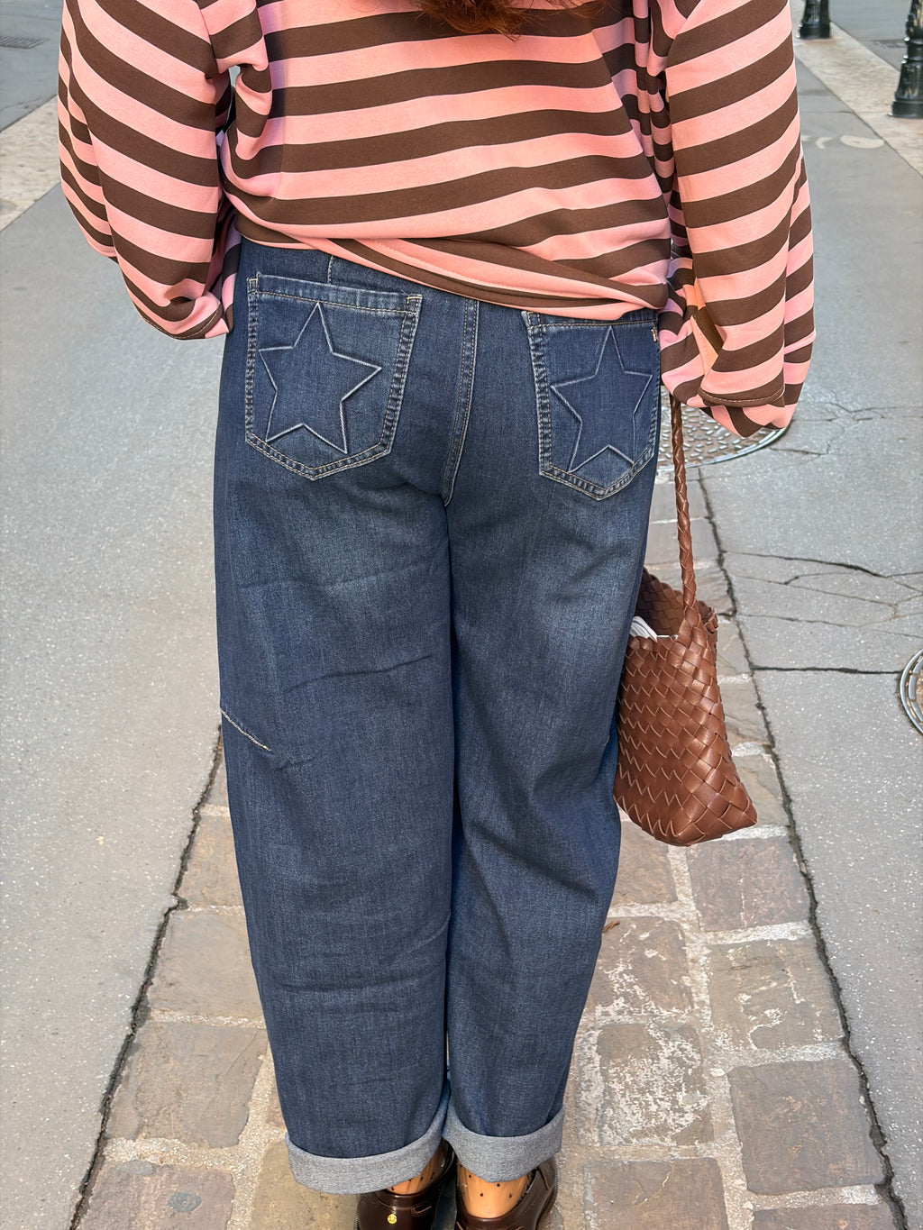 Jean Mathieu bleu, taille haute coupe ballon