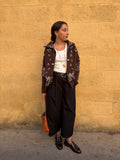 Veste Ava chocolat, maille jacquard motif bandana