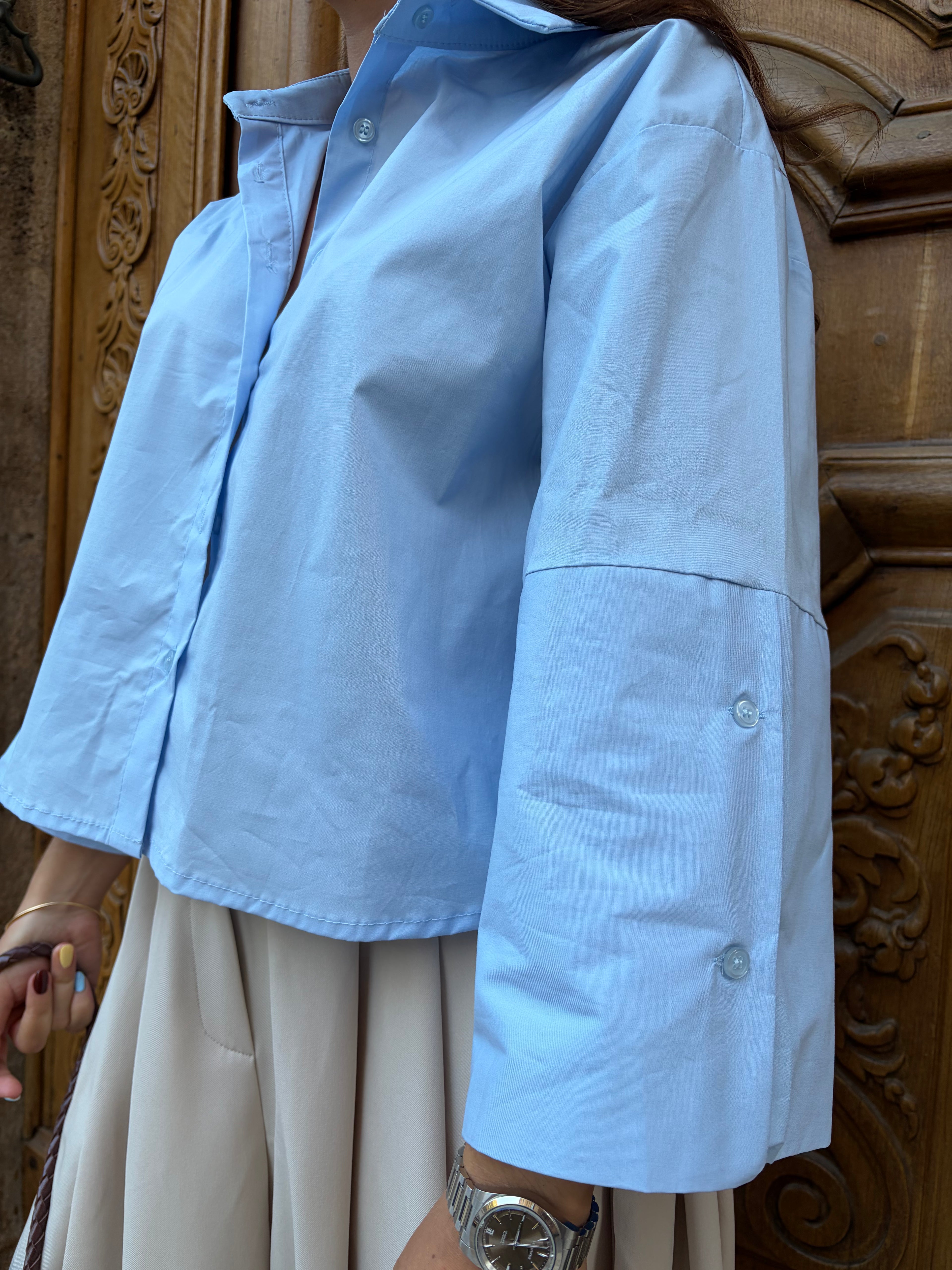 Chemise Elisa bleu ciel, coton