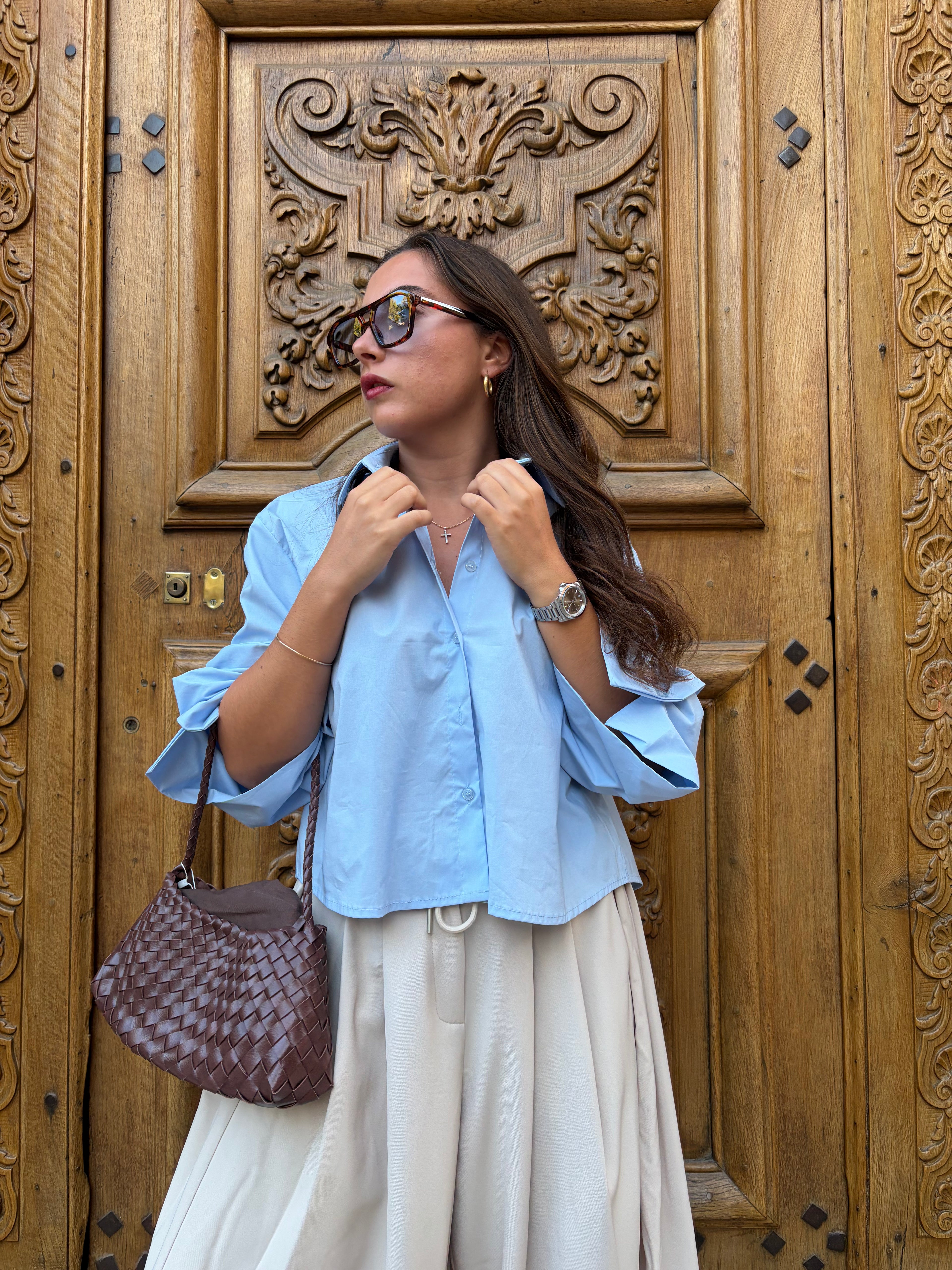 Chemise Elisa bleu ciel, coton