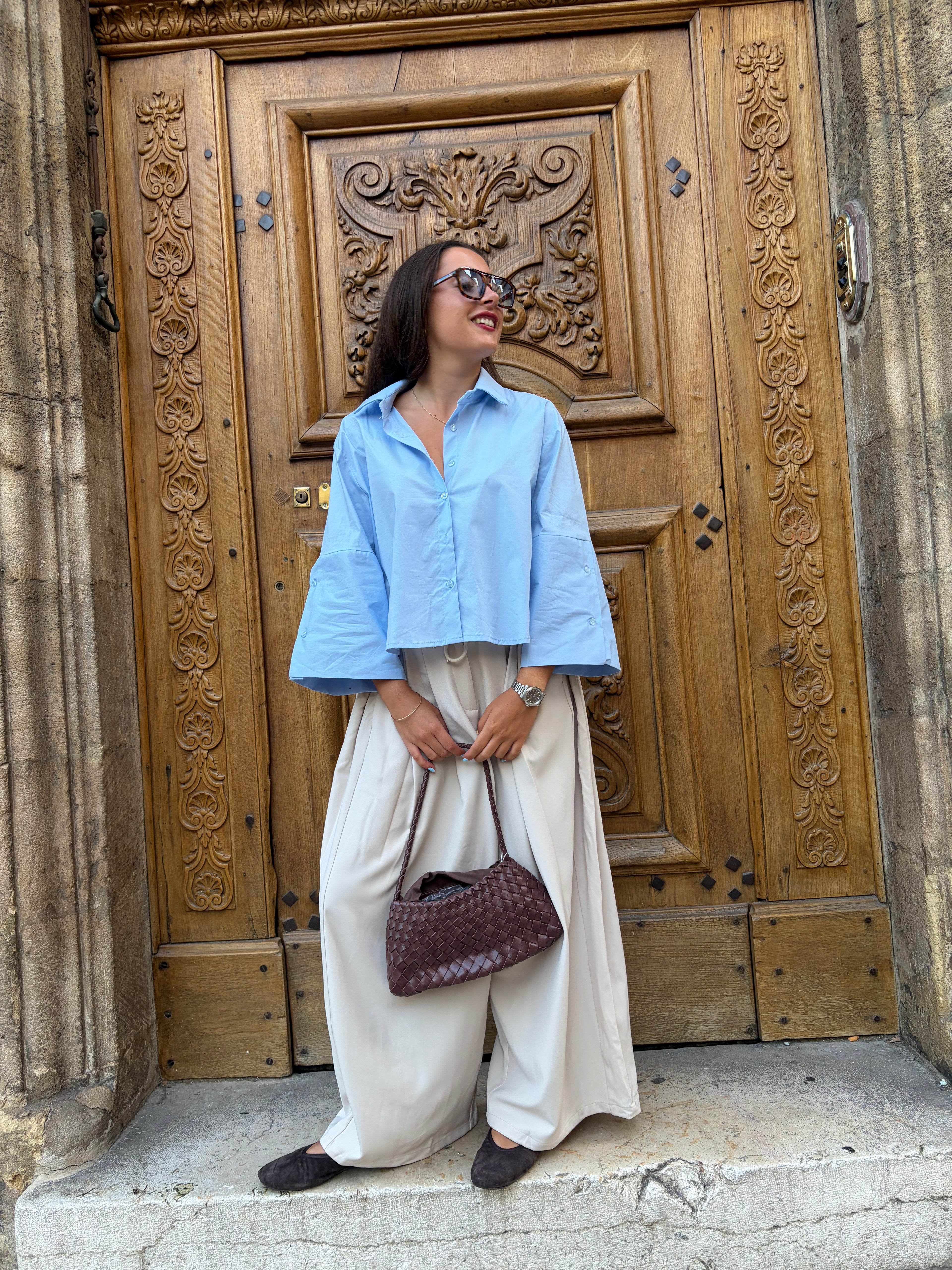 Chemise Elisa bleu ciel, coton
