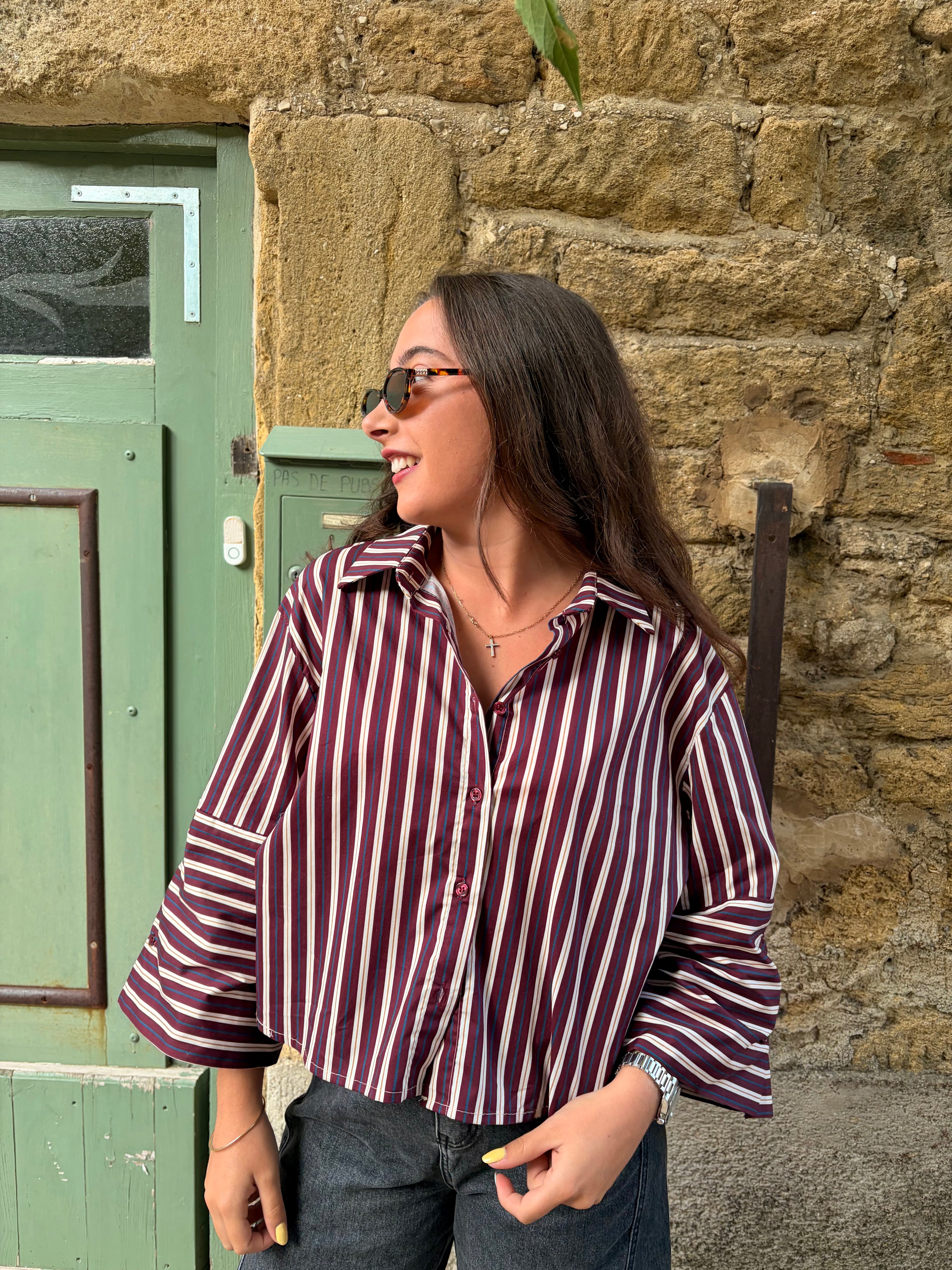CHEMISE ELISA – RAYURES BORDEAUX