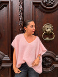 Pull Romy rose, mohair col V