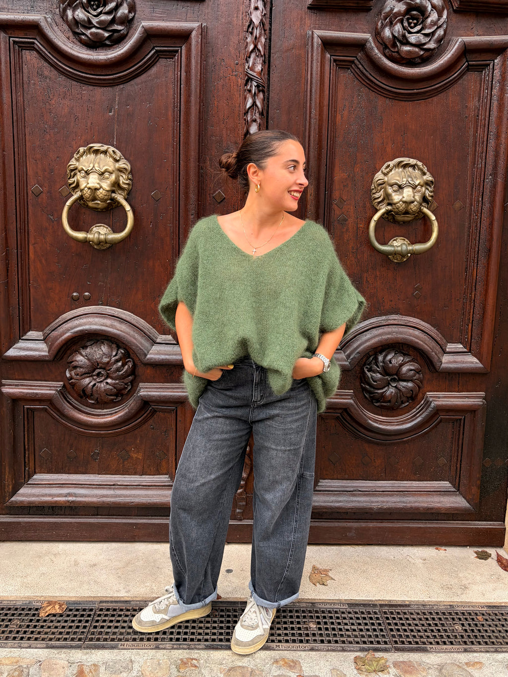 Pull Romy kaki, mohair col V