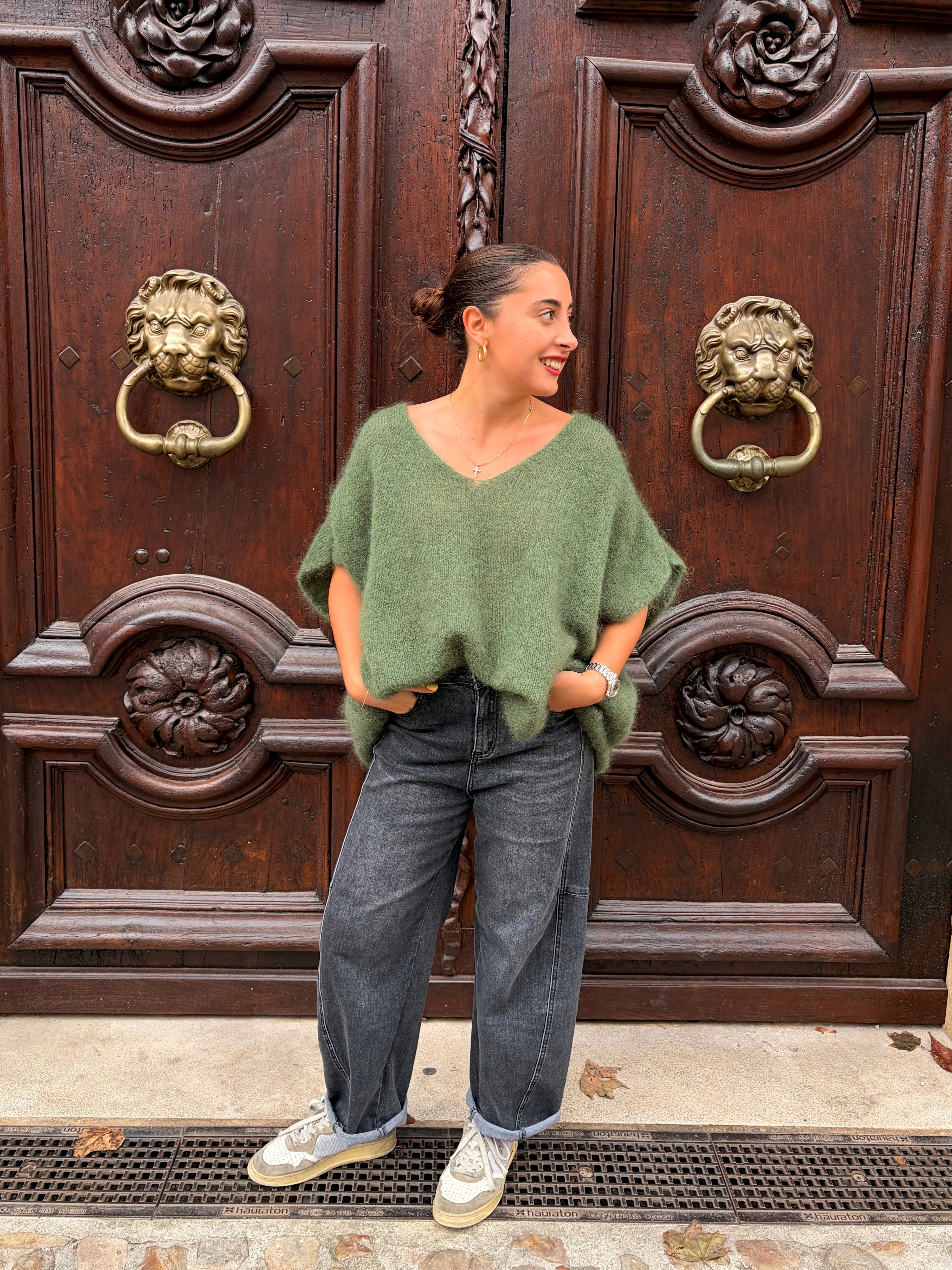 Pull Romy kaki, mohair col V