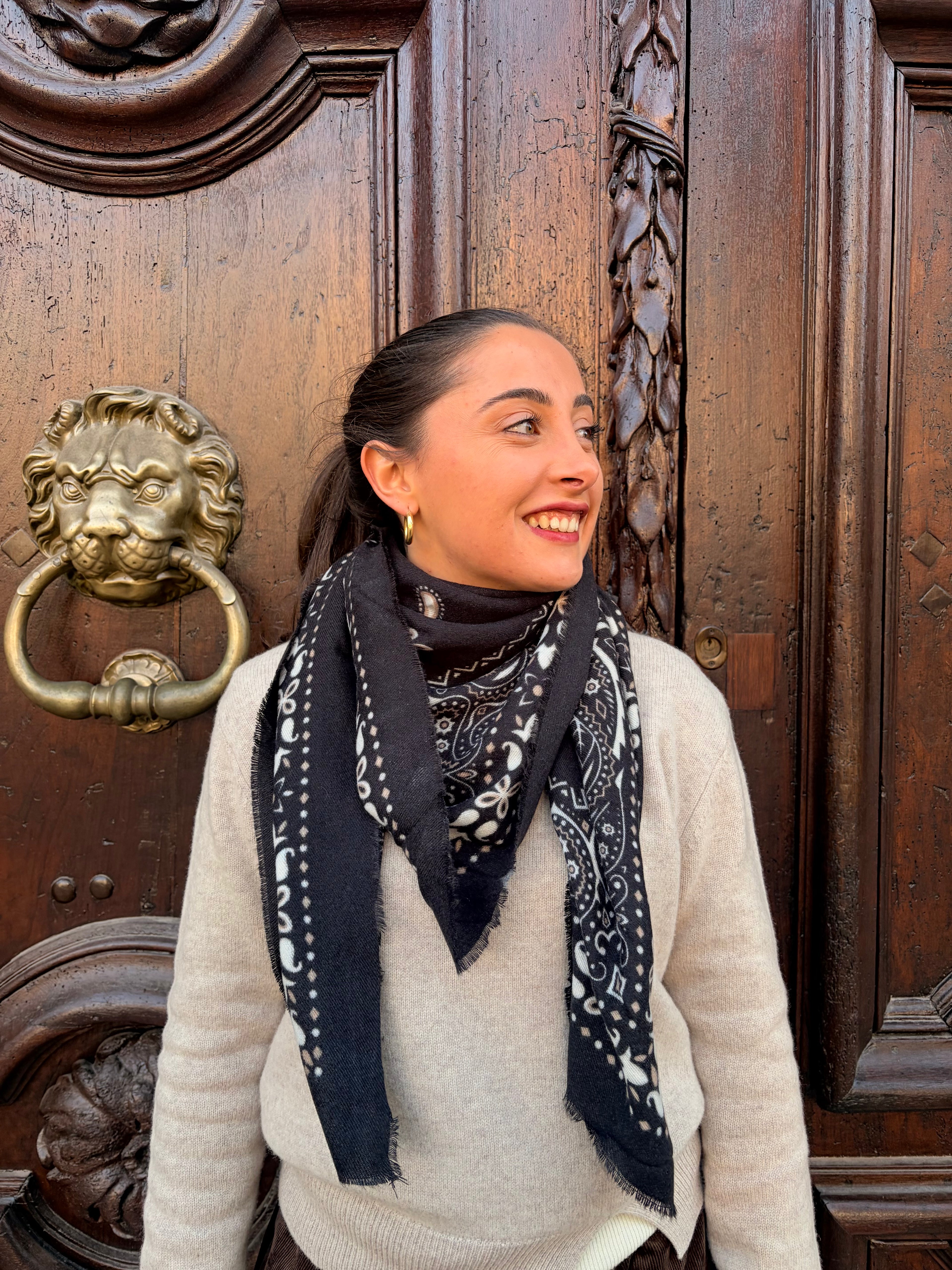 Grand foulard bandana noir imprimé bandana – Casa Paloma