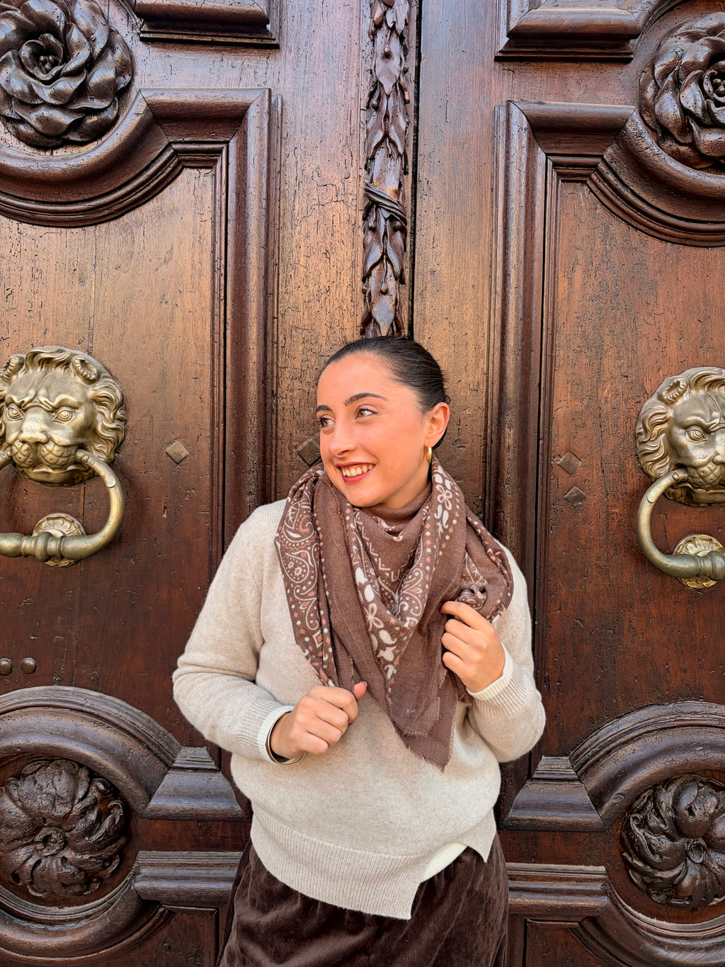 Foulard bandana chocolat – grand foulard carré femme Casa Paloma