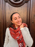 Foulard bandana terracotta – grand foulard carré femme Casa Paloma