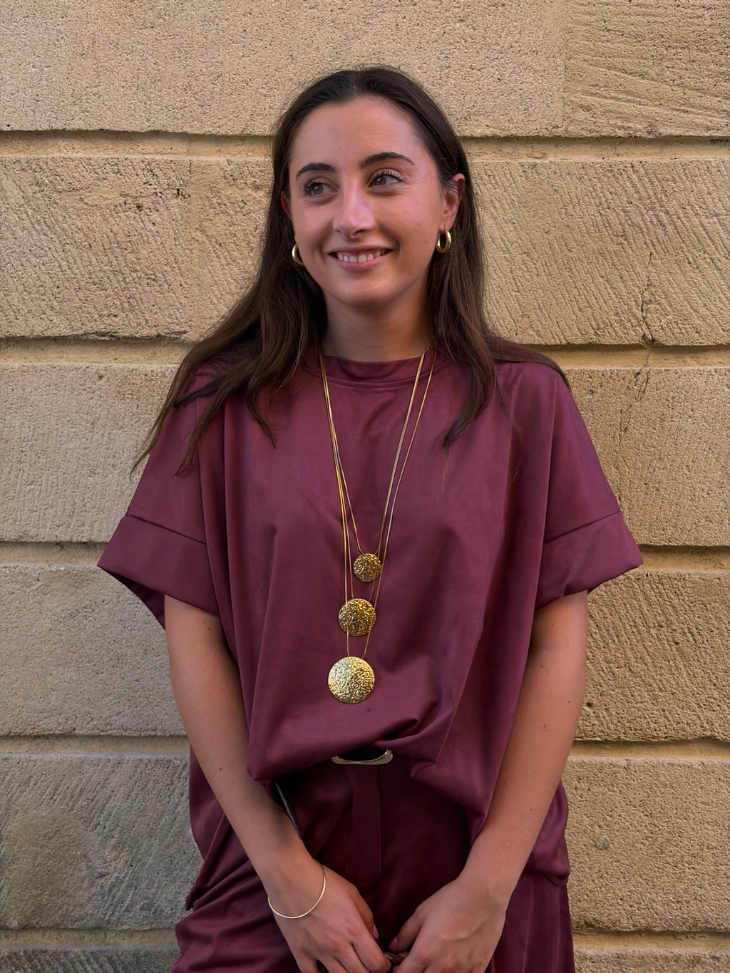 Haut Telma femme effet denim bordeaux