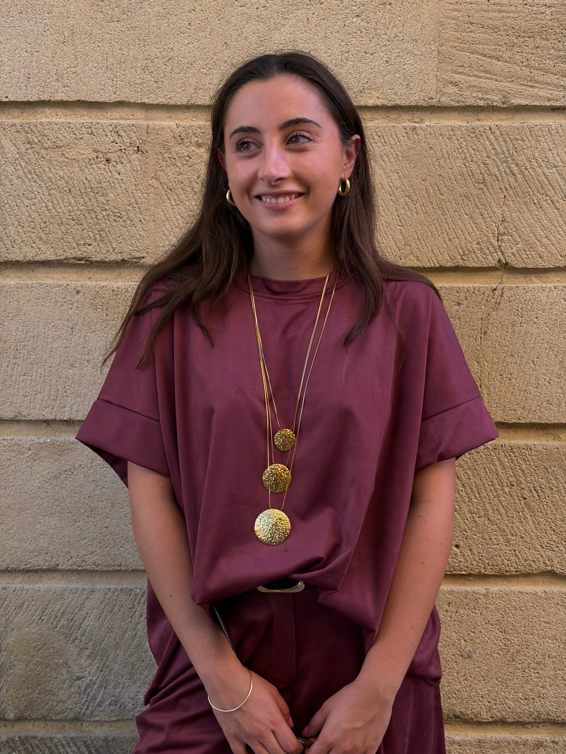 Haut Telma femme effet denim bordeaux