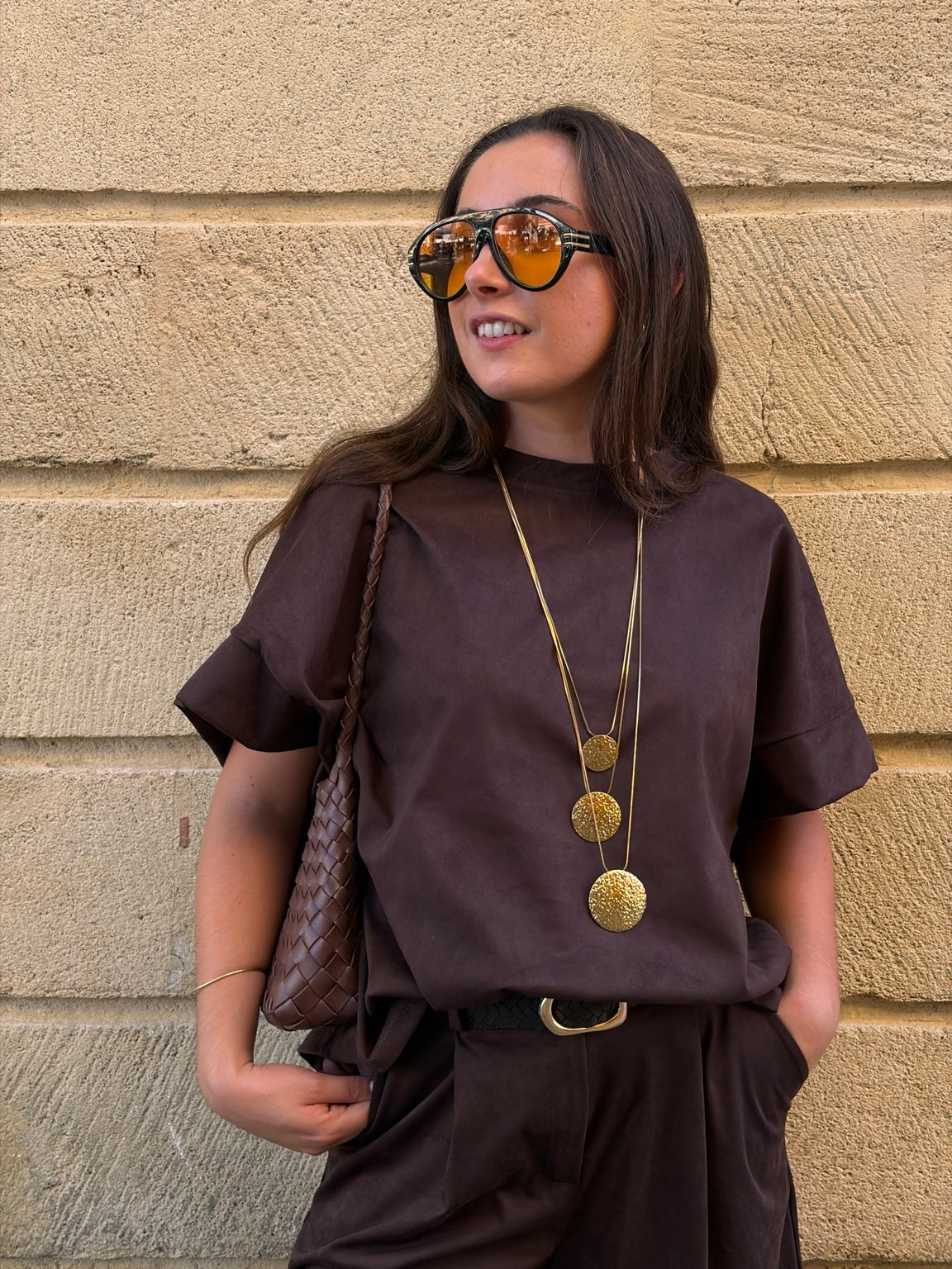 Haut Telma femme effet denim chocolat
